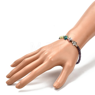 Star & Faceted Glass Beads Stretch Bracelet for Teen Girl Women BJEW-JB06932-1