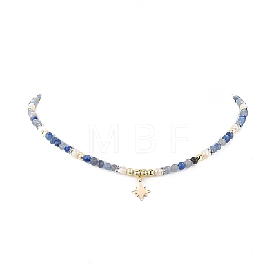 Brass Star Charm Bracelet & Necklace SJEW-JS01268-1