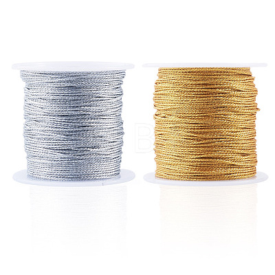 2 Rolls 2 Colors 15-Ply Round PET Metallic Thread MCOR-TA0001-03E-1