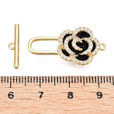 Brass Micro Pave Clear Cubic Zirconia Toggle Clasps KK-N254-143G-B-1