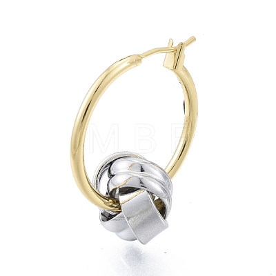 Brass Knot Beaded Hoop Earrings for Women EJEW-P205-10P-1