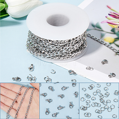 304 Stainless Steel Figaro Chains Chains FIND-SC0012-50B-P-1