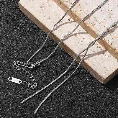 304 Stainless Steel Flat Snake Chain Y Necklaces for Women NJEW-R011-03P-1