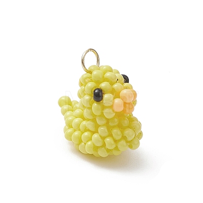 Glass Seed Beaded Duck Charms PALLOY-MZ01133-1