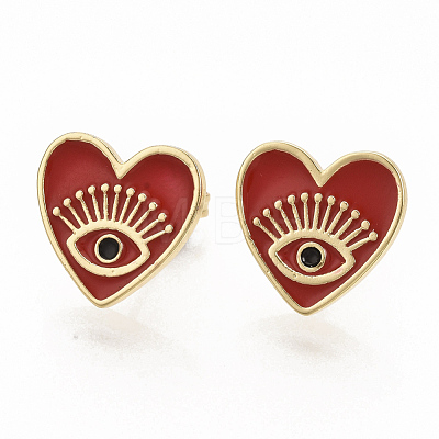 Brass Enamel Stud Earrings EJEW-S208-052A-1