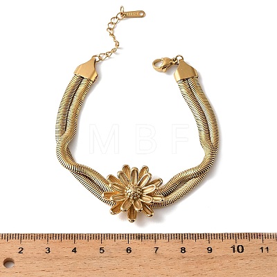 304 Stainless Steel Snake Chain Double Layers Bangles for Women BJEW-D465-04A-G-1