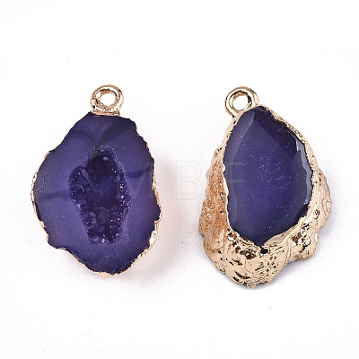 Druzy Geode Resin Pendants RESI-S383-066B-1