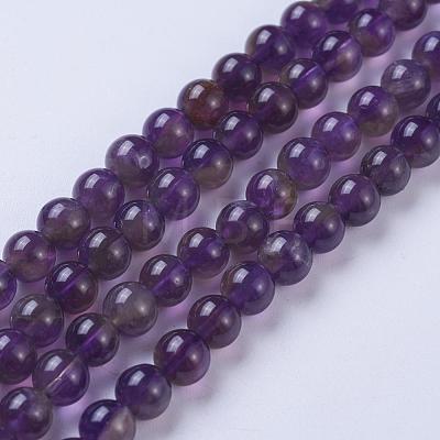 Natural Amethyst Round Beads Strands G-N0120-11A-6mm-1