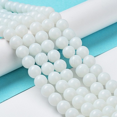 Opaque Solid Color Glass Round Beads Strands GLAA-F032-8mm-01-1