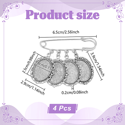 4Pcs Iron Brooches JEWB-UN00010-1