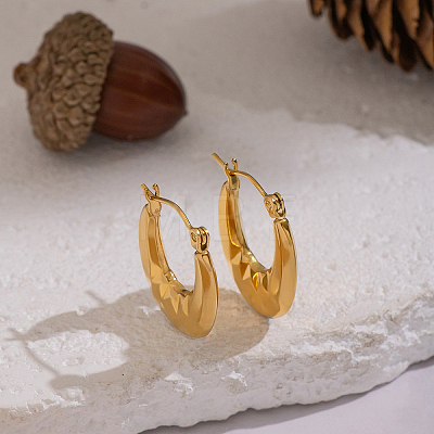 Oval 304 Stainless Steel Hoop Earrings PG1379-1