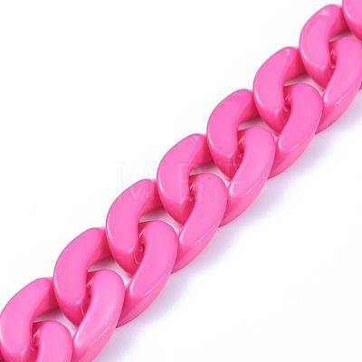 Handmade Opaque Acrylic Curb Chains AJEW-JB00564-07-1