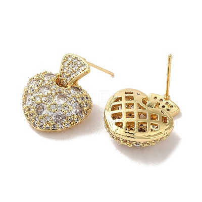 Brass Micro Pave Cubic Zirconia Earrings for Women EJEW-E301-08G-1