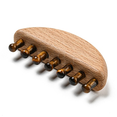 Natural Tiger Eye Scalp Massager AJEW-G058-01B-1