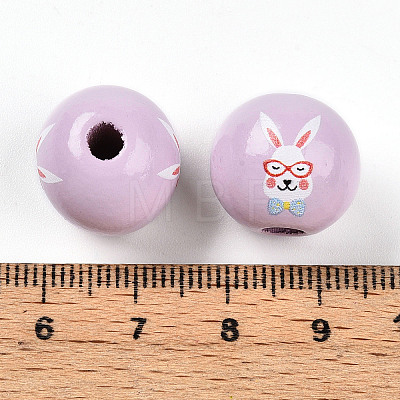 Easter Theme Printed Wood Beads WOOD-T032-22R-1