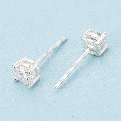 925 Sterling Silver & Clear Cubic Zirconia Stud Earrings STER-T008-70S-01-1