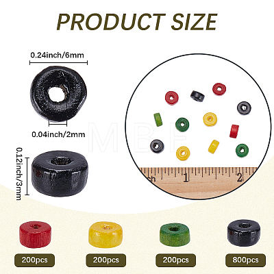 1400Pcs 4 Colors Natural Maple Wood Beads WOOD-SP0002-02-1