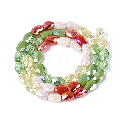 Electroplate Imitation Jade & Opaque & Transparent Glass Beads Strands EGLA-Q135-6x8MM-01C-1