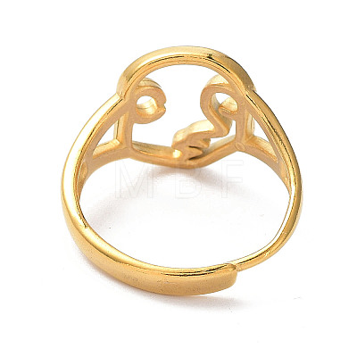 Ion Plating(IP) 304 Stainless Steel Hollow Abstract Face Adjustable Rings RJEW-D006-25G-1