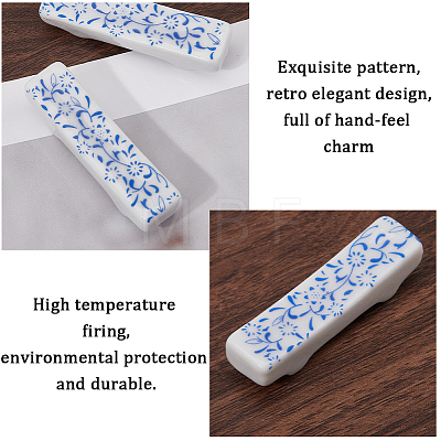 CRASPIRE 6Pcs Blue & White Porcelain Chopstick Rest AJEW-CP0007-61-1