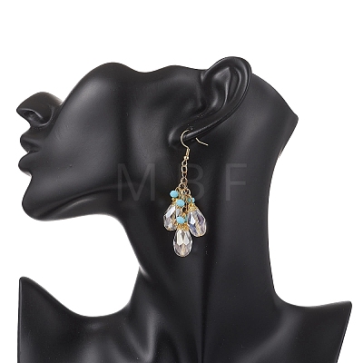 Glass Teardrop Dangle Earrings EJEW-JE06835-1