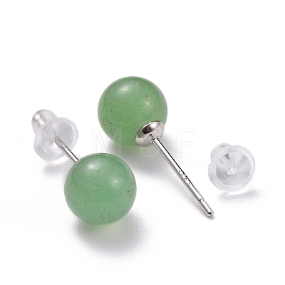 Crackle Round Green Aventurine Dainty Stud Earrings for Girl Women EJEW-M202-04C-1