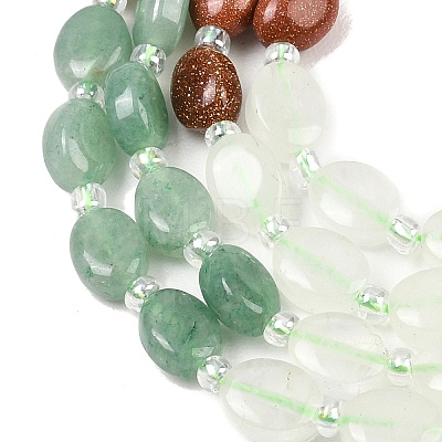 Natural Indian Agate & Yellow Aventurine & Green Aventurine & Quartz Crystal & Synthetic Goldstone Beads Strands G-Z135-A02-1
