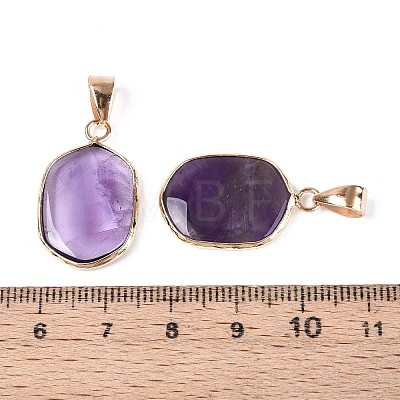 Natural Amethyst Pendants G-N349-04C-G-1