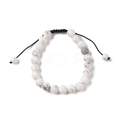 8mm Round Natural Howlite Braided Bead Bracelets BJEW-C067-01B-08-1