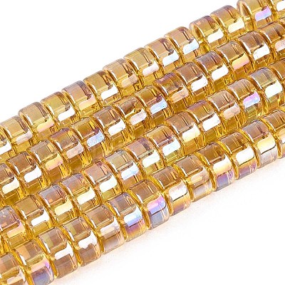 AB Color Plated Transparent Glass Beads Strands GLAA-T026-4x8mm-T01-1
