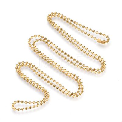 304 Stainless Steel Ball Chain Necklace Making IFIN-R114-2.4x900-G-1