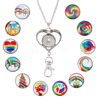 DIY Interchangeable Dome Office Lanyard ID Badge Holder Necklace Making Kit DIY-SC0021-97I-1