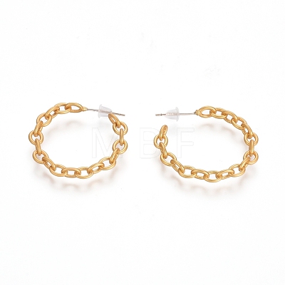 Semicircular Brass Cable Chain Stud Earrings EJEW-E196-11MG-1