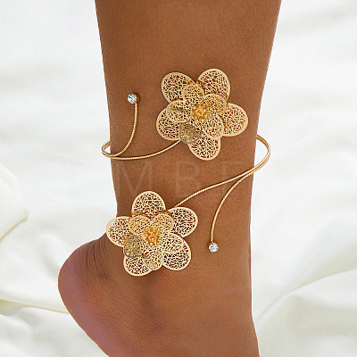 Hollow Out Flower Alloy Crystal Rhinestone Anklets for Women FS-WGF92CE-01-1