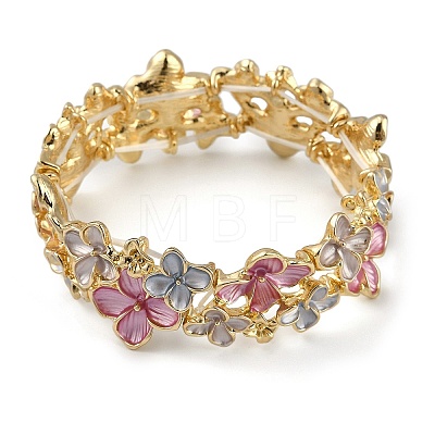 Coloful Alloy Enamel Links Stretch Bangles BJEW-B100-08-1