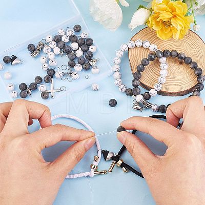 Heart & Round Magnetic Clasp Couple Bracelets DIY Making Kits DIY-SZ0006-27-1