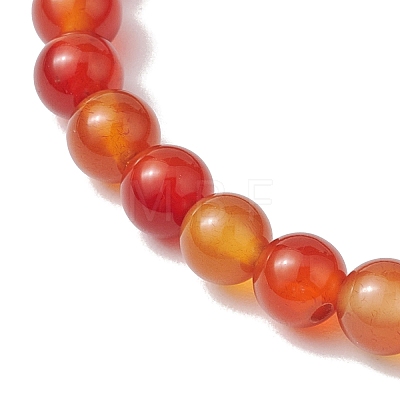 2pcs 2 Styles 6mm Round & Chip Natural Red Agate Beaded Stretch Bracelet Sets BJEW-TA00517-01-1