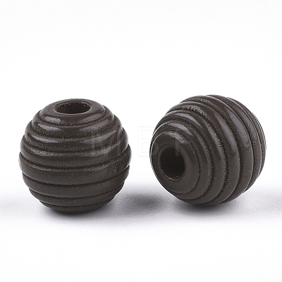 Painted Natural Wood Beehive Beads WOOD-S049-04A-01-1