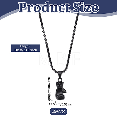 4Pcs Alloy Boxing Gloves Pendant Necklaces NJEW-UN0001-63EB-1
