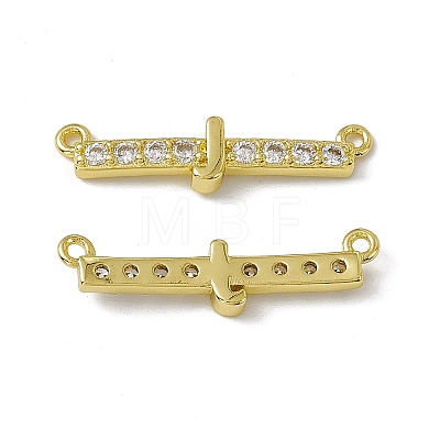 Rack Plating Brass Micro Pave Clear Cubic Zirconia Connector Charms KK-C007-37G-J-1