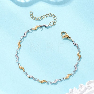 304 Stainless Steel Scalloped Bar Chain Bracelets for Women BJEW-JB13514-1