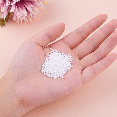 11/0 Glass Seed Beads White Opaque Colors Diameter 2mm Loose Beads in A Box for DIY Craft SEED-PH0003-06-1
