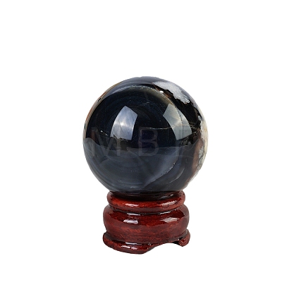 Natural Black Cherry Blossom Agate Crystal Ball PW-WG77102-01-1