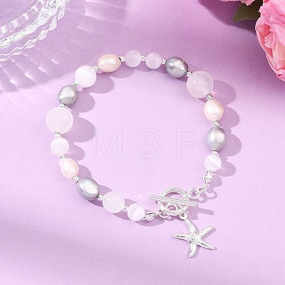 ABS Plastic Imitation Pearl & Natural Cultured Freshwater Pearl & Selenite Beaded Bracelets for Women BJEW-JB13802-1