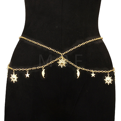 Alloy Moon Sun Star Double Layer Tassel Waist Chains WG6E939-01-1