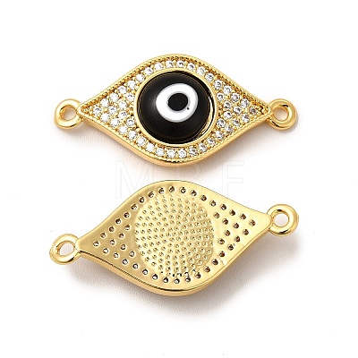 Rack Plating Real 18K Gold Plated Brass Micro Pave Clear Cubic Zirconia Connector Charms ZIRC-L102-02G-01-1