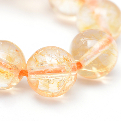 Round Natural Citrine Bead Strands X-G-R345-10mm-21-1