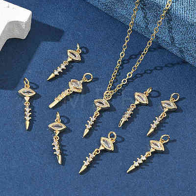 SHEGRACE Brass Clear Cubic Zirconia Pendants XGRQ3K288-540G-1
