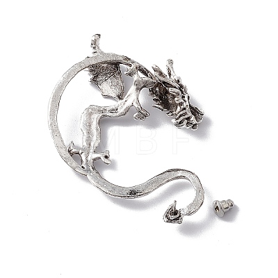 Alloy Dragon Stud Earrings EJEW-C046-03AS-1