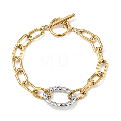 Two Tone 304 Stainless Steel Link Bracelets BJEW-P396-01E-A-1